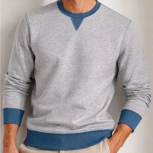 Goodlife Micro Terry Sweatshirt Grey Blue Trim Mens Medium NWT